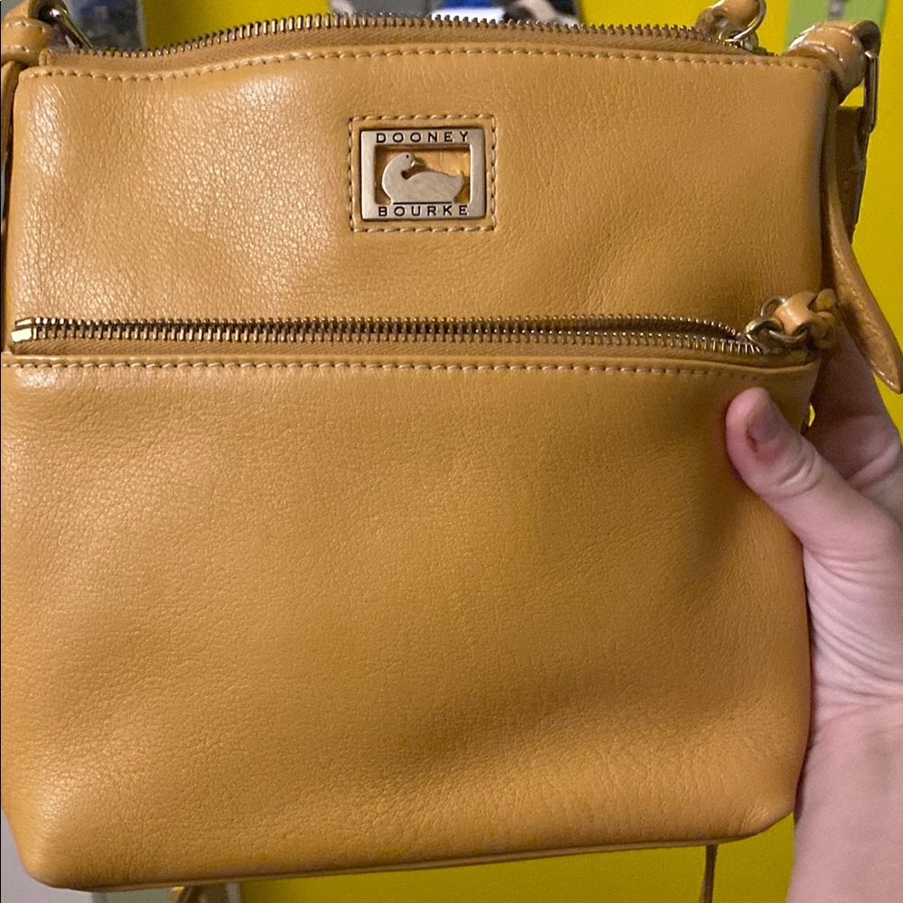 Dooney & Bourke Mustard Yellow Dillen Letter Carrier EUC